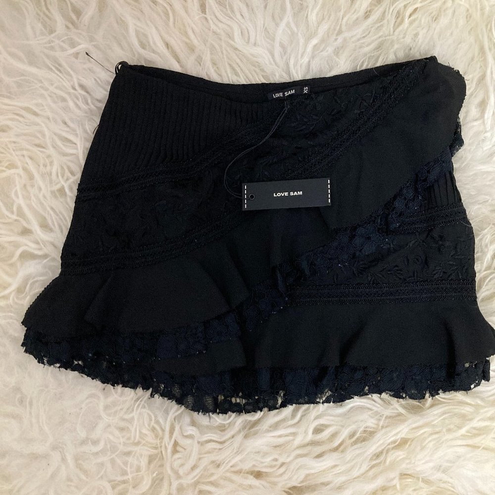 Love Sam Black Tiered Mini Skirt